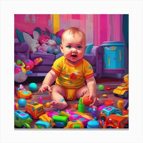 Baby Playing With Toys Canvas Print