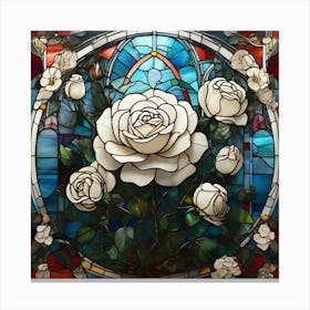 Stained Glass Roses Canvas Print