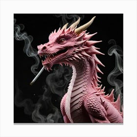 Pink Dragon Smoking A Cigarette Canvas Print