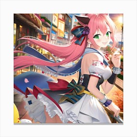 Anime Girl With Pink Hair 7 Canvas Print