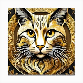 Cat In Gold Frame Canvas Print