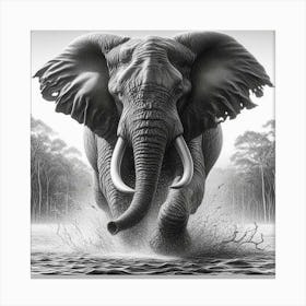 Elephant In The Water 8 Toile