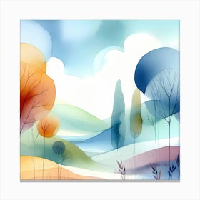 Watercolor Landscape Painting 62 Canvas Print