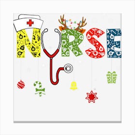 Funny Nurse Christmas Merry Xmas Ball Light Garden Reindeer Canvas Print