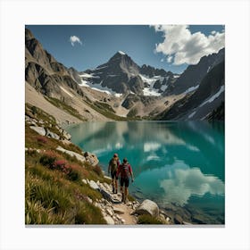 Two Hikers On A Trail Canvas Print