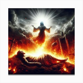 Jesus In Flames Canvas Print