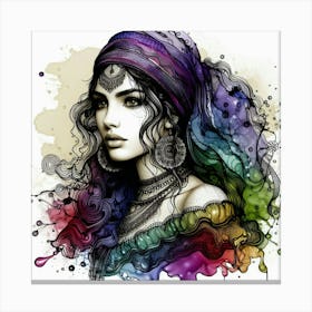 Woman With Colorful Hair Canvas Print