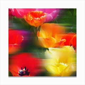 Vibrant Moving Flowers - Abstract Blurred Movement Photography - Square Canvas Print