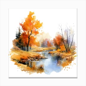 Watercolor Autumn Landscape 10 Canvas Print