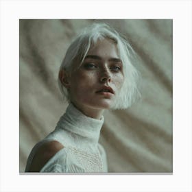 A Beautiful Woman With White Hair And Light Freckl (3) Canvas Print