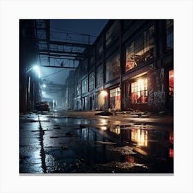 Dark Industrial City Canvas Print