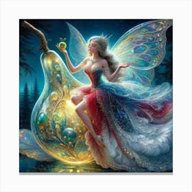 Fairy With A Colorful Pear Canvas Print