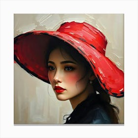 Woman In A Red Hat Canvas Print