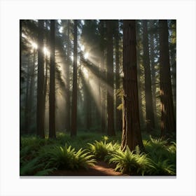 Sunbeams In The Forest Canvas Print