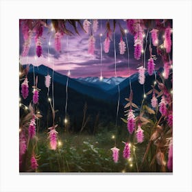 Fairy Lights In The Mountains Canvas Print