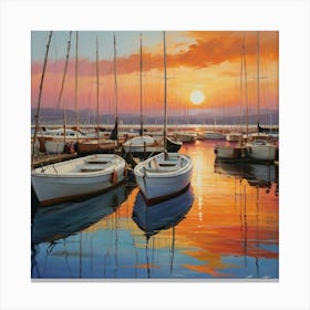 Sunset Sailboats Canvas Print