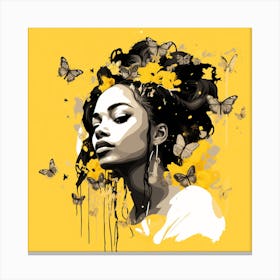 Black Girl With Butterflies Canvas Print