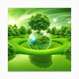 Green Earth With Trees Canvas Print
