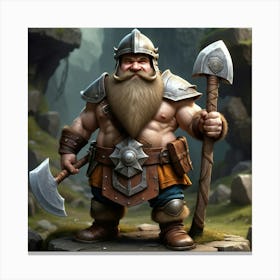 Dwarf Fantasy Character Beard Axe Mythical Legend Short Stout Strong Stocky Muscular Hel (6) Canvas Print