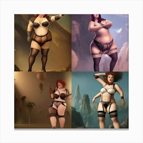 Short Fat Woman In Stockings Suspenders And Underwear 1 Canvas Print