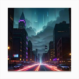 Streets Alive Energy and Light After Dark Canvas Print