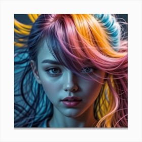 Portrait Of A Girl With Colorful Hair Canvas Print