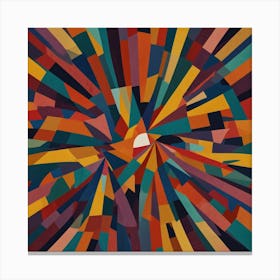 Brightly Colored Geometric Shapes Arranged In A Radial 2 Canvas Print
