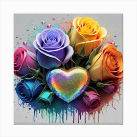 Painting roses in watercolor in 3D in high resolution 1 Canvas Print