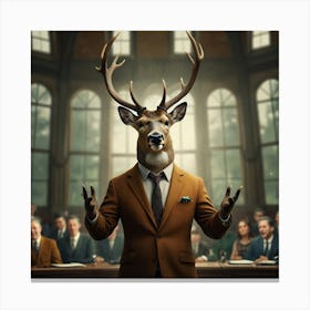 Deer In A Suit 1 Canvas Print