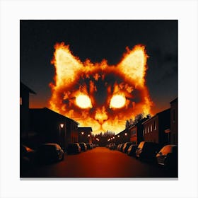 Cat In Flames Canvas Print