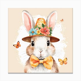 Floral Baby Rabbit Nursery Illustration (13) Canvas Print