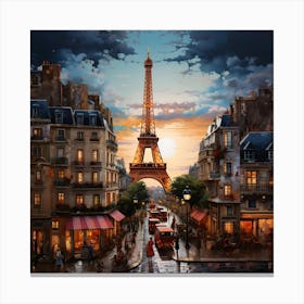 Paris At Sunset Canvas Print