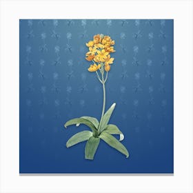 Vintage Sun Star Botanical on Bahama Blue Pattern Canvas Print