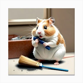 Hamster Brushing Teeth Canvas Print