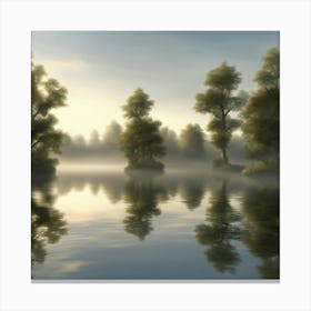 Misty Lake Canvas Print