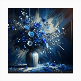 Stunning Blue Flowers in Vase Digital Art for Elegant Home Decor Canvas Print