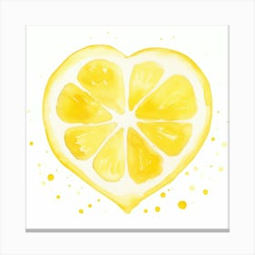 Heart Lemon Watercolor Painting Canvas Print