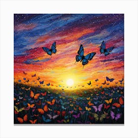 Butterflies At Sunset 1 Canvas Print