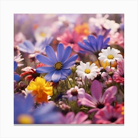 Flowers In A Field Canvas Print