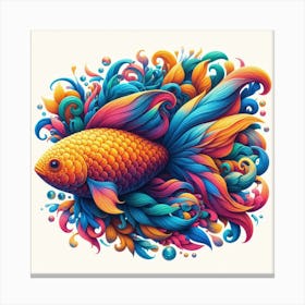 Something Fishy 1/4 (colourful rainbow sea river wall art decoration) Canvas Print