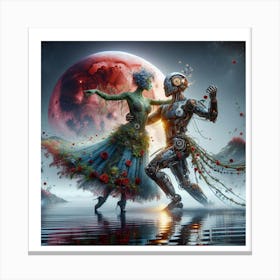 Flower And Robot Dance Canvas Print