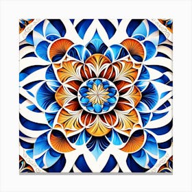 Blue And Orange Mandala Canvas Print