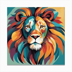 Colourful Lion Abstract Canvas Print