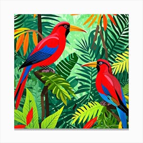 Rainforest Birds Cubism Style Canvas Print