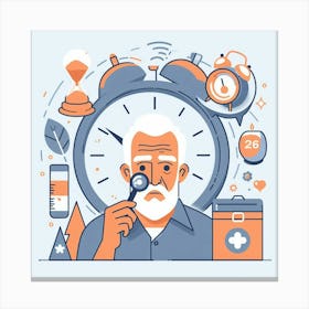 Old Man With A Clock Canvas Print