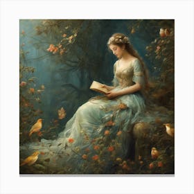 Girl Reading A Book Canvas Print