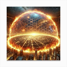 Celestial Firewall Protecting City Canvas Print