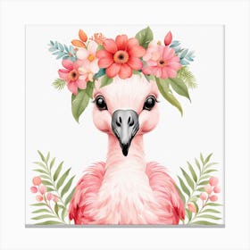 Floral Baby Flamingo Nursery Illustration (24) Canvas Print