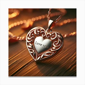 A Image Of A Pendant In A Heart Shape With I Love You Engraved On It Canvas Print