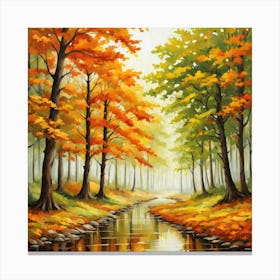 Forest In Autumn In Minimalist Style Square Composition 215 Canvas Print